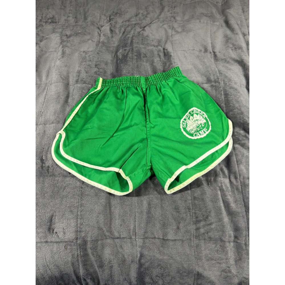 Vintage Allen A Sales Co Gales Creek Camp Green Dolphin Gym Shorts Kids Large